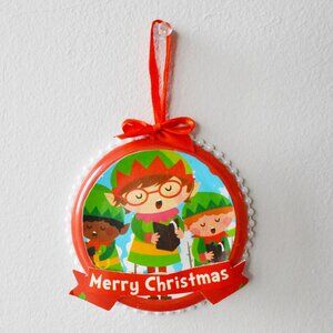 Handmade Singing Santa's Elves Christmas Ornament Recycled Christmas Decor